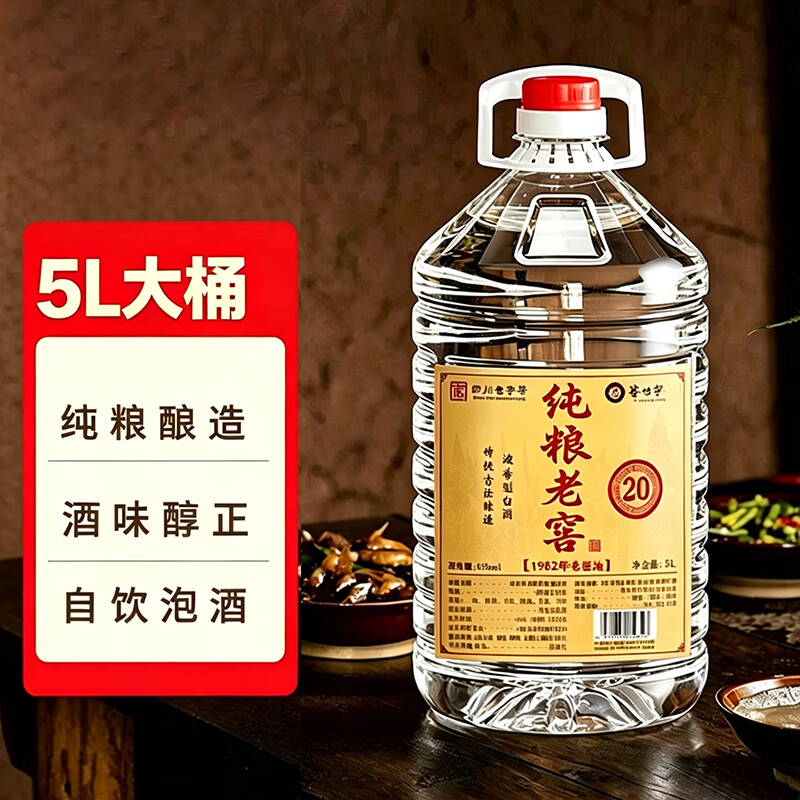 碧坛春5L大桶装白酒浓香型粮食酿造高粱酒5升泡酒自饮口粮酒42度 42度 5L 1桶