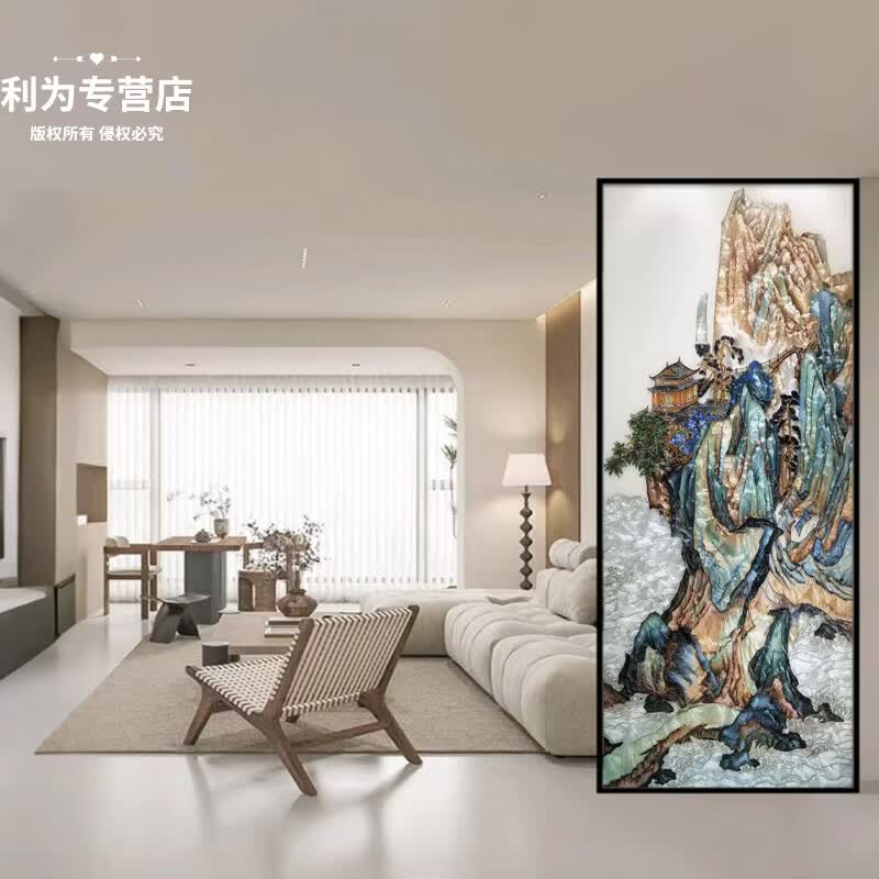 何佳功新中式万里长城玄关挂画山水掐丝珐琅彩沙发背景墙壁画办公室挂画 款1