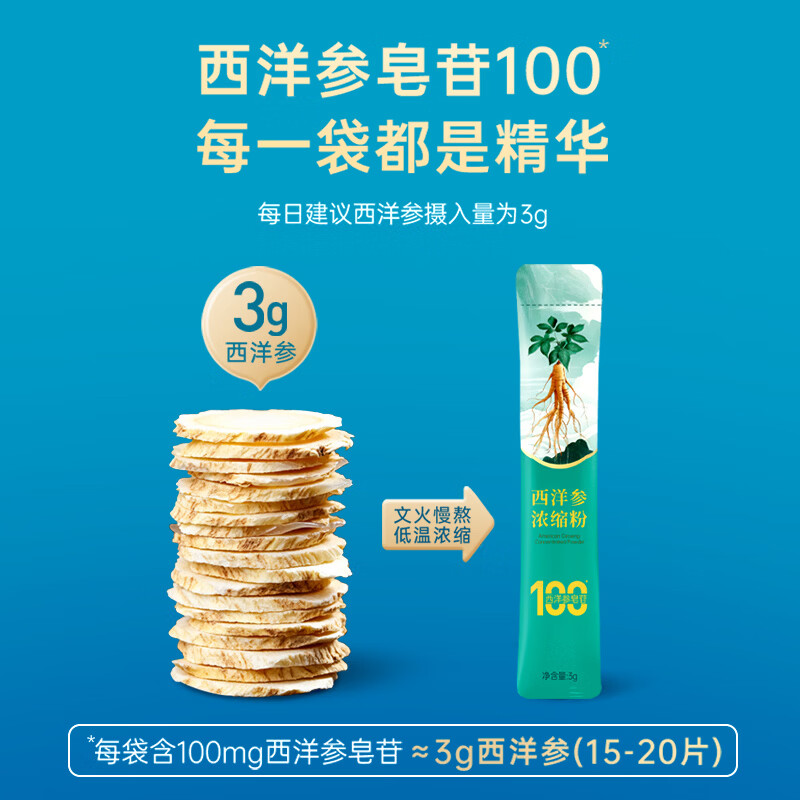 仲景元气西洋参浓缩粉皂苷100mg 红参人参花旗参茶健康滋补礼盒装 【感受好状态】 3g*10袋