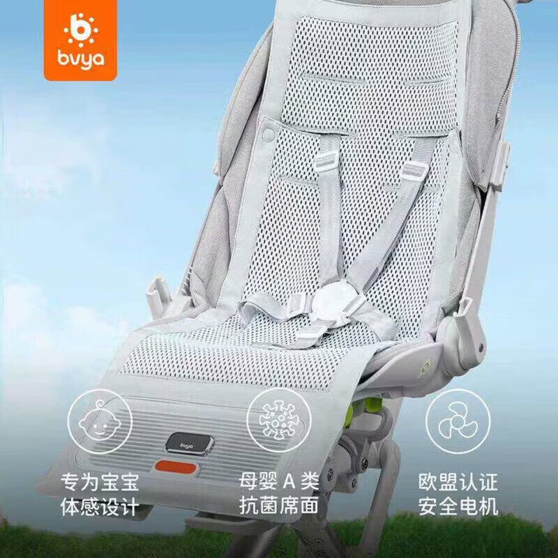 比威亚beautyhip护腰坐垫婴儿推车凉席宝宝安全座椅通风空调凉垫非冰 冰丝凉风垫双风扇(插电款 【官方旗舰 京质保障】