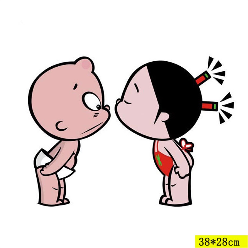 汽车小破孩贴纸可爱卡通娃娃车门对贴嘴车身创意划痕遮挡拉花画 嘴