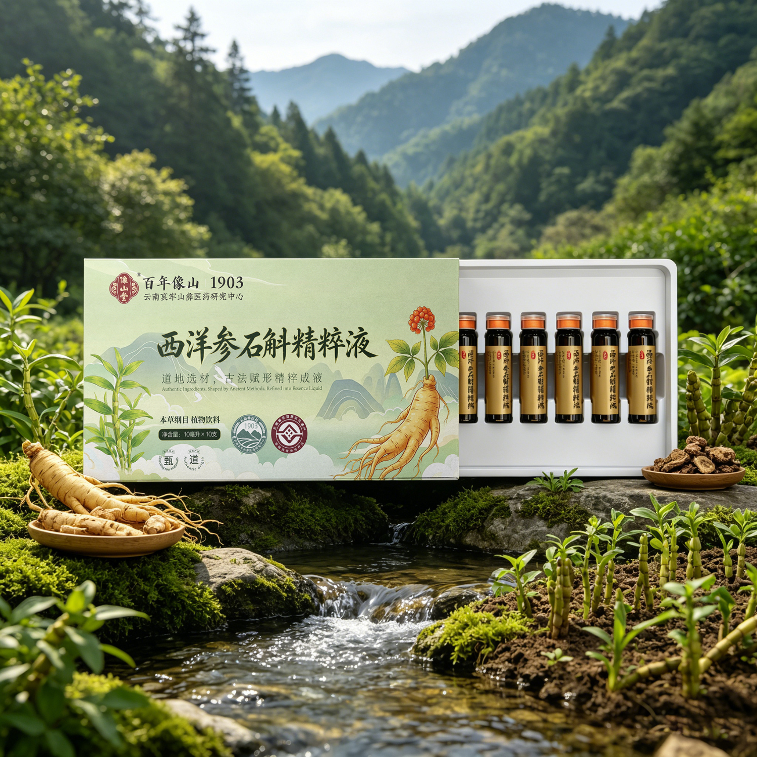 像山堂三七精粹液 天麻枸杞石斛西洋参精粹液云南文山三七 全株萃取精华 【气阴双补】石斛西洋参精粹液 100ml*1盒