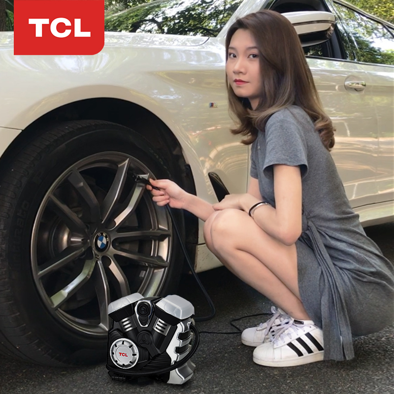 TCL 车载充气泵 汽车充气泵 轮胎打气泵 低音 便携 多功能数显预设胎压监测 充满自停