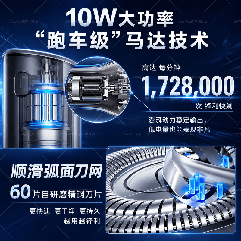 SAWAAG【七夕礼物】德国剃须刀电动男士2026新款热卖第一强力干净强劲大动力硬胡子不留胡渣刮胡全身水洗 【亮银色】旗舰款 全身水洗 360°灵活贴面 周年纪念日送礼送父亲男士礼物老公男朋友生日礼盒