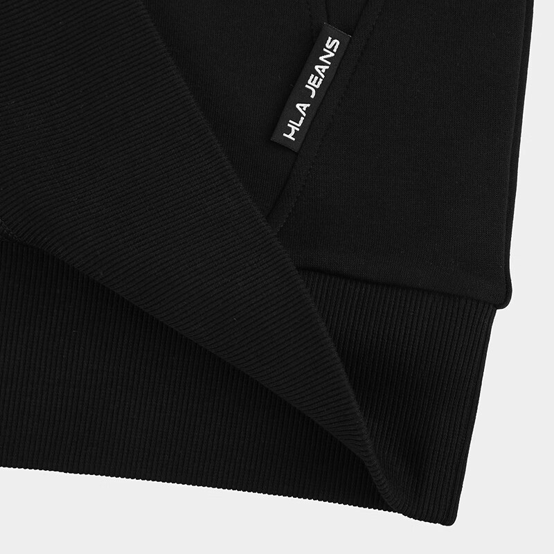 黑鲸(HLAJEANS)海澜之家旗下立体剪裁圆领卫衣男2026年秋季新品字母绣花上衣 黑色06 XL