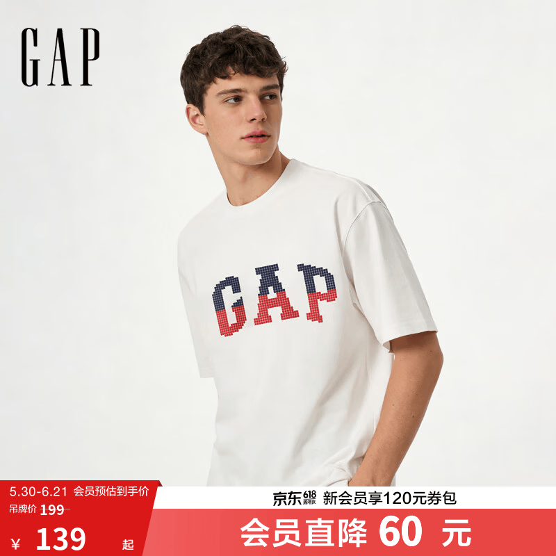 盖璞Gap男女装2026夏季新款纯棉logo印花宽松短袖T恤休闲上衣891398 白色 M (170/92A)亚洲尺码