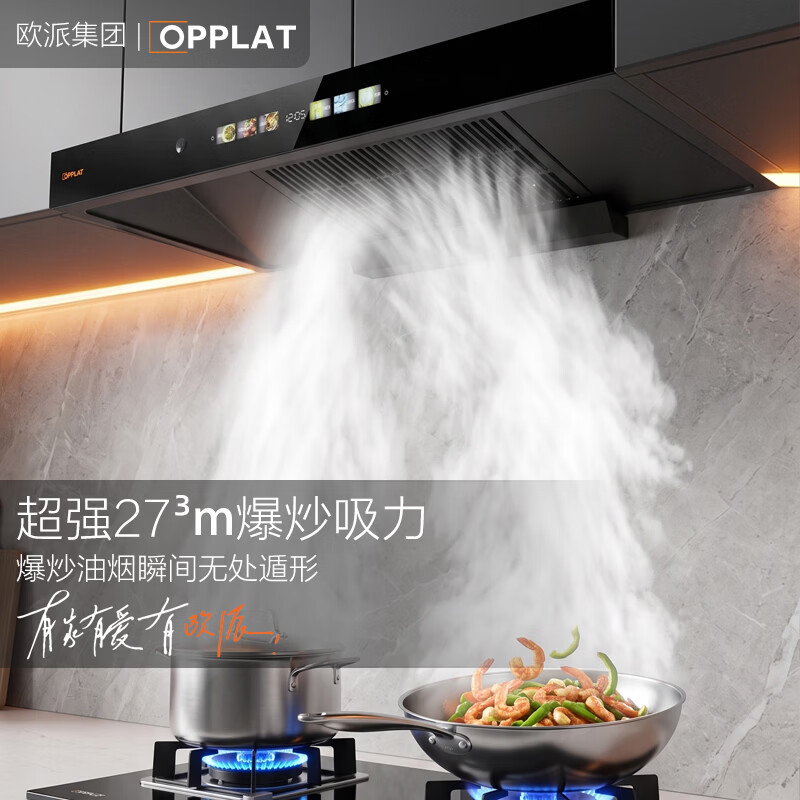 OPPLAT欧派集团【免费拆安装】油烟机顶吸抽油烟机 一级能效 欧式机大吸力 免拆洗挥手智控 【旗舰款】一级能效+挥手体感+自动清洗+语音控制