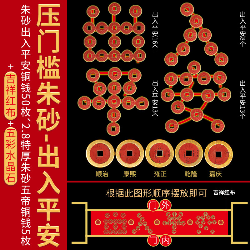 妙普乐出入平安硬币 五帝钱压门槛真品过门石 压门槛-出入平安1套50枚