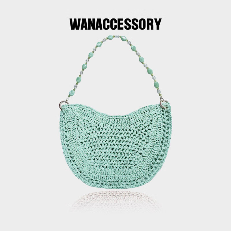 WANACCESSORY万蔻W SERIES系列半月草编单肩包挎包 原创设计 薄荷绿