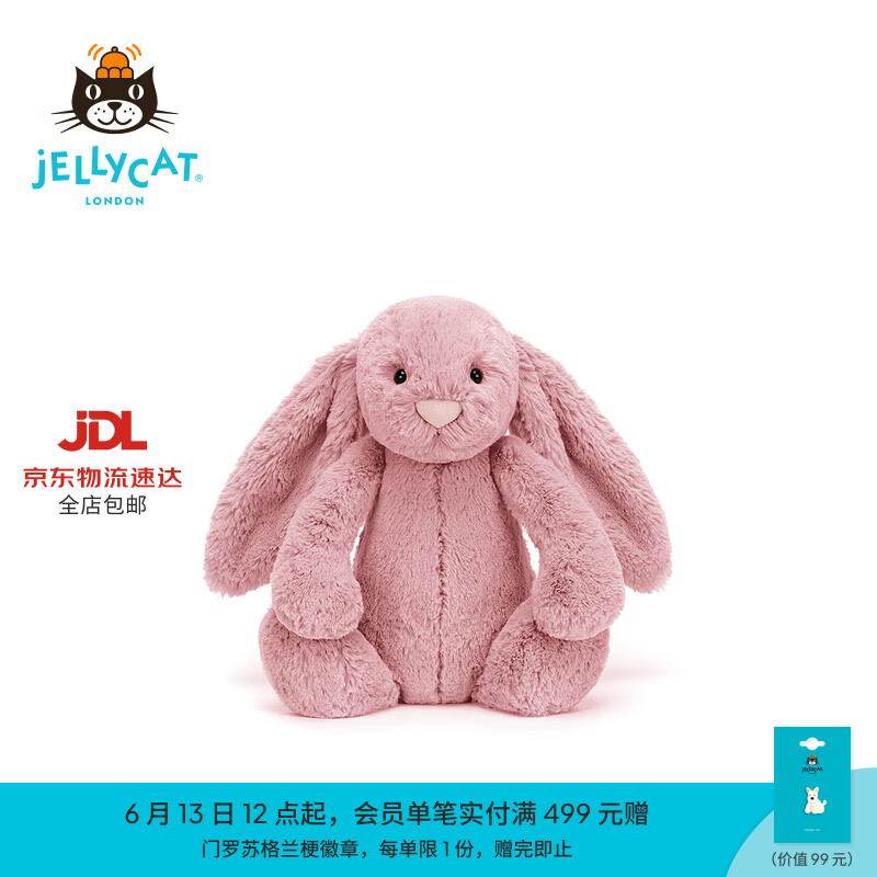 Jellycat害羞粉色郁金香邦尼兔动物毛绒玩偶公仔娃娃送礼生日礼物 害羞粉色郁金香邦尼兔 Medium