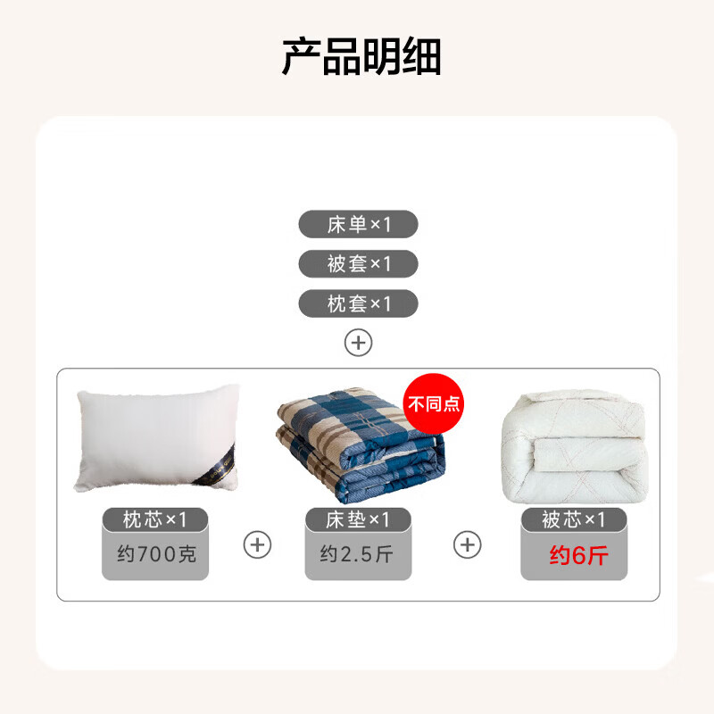 栢启歆宿舍六件套单人被褥全套学生宿舍工厂宿舍全套床上用品套装 纯色豆沙6件套 40支 床单款 (被套150*200cm) 【6斤被芯】