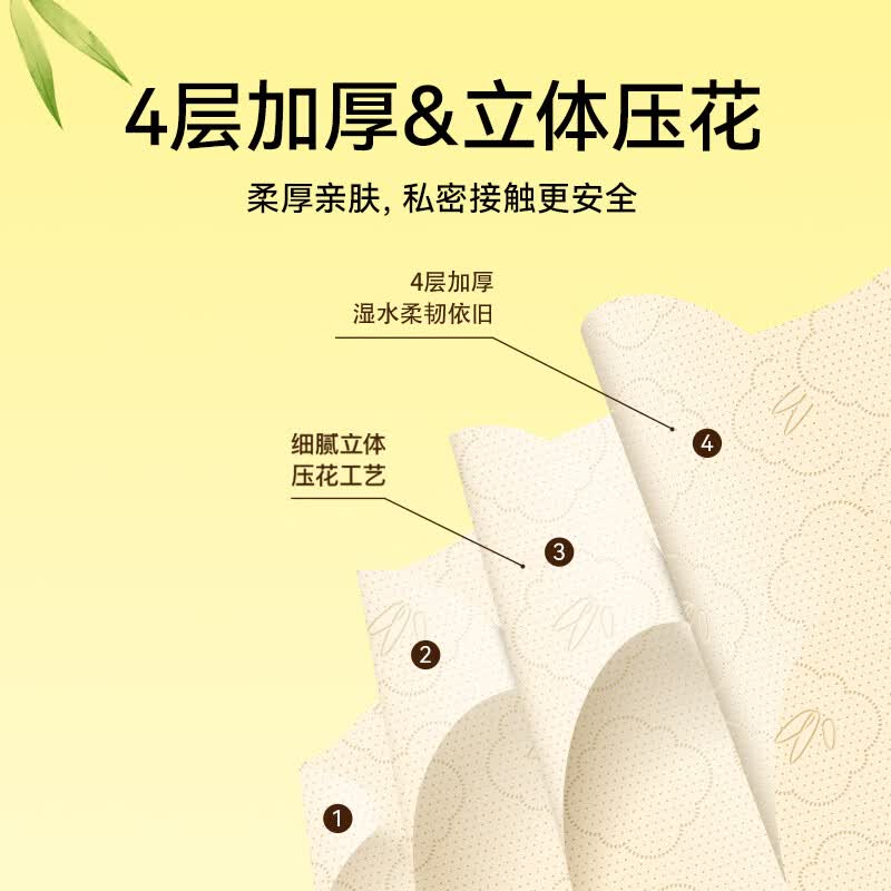 斑布100系列 悬挂式抽纸原生竹浆 挂抽式纸面巾四层290抽6包装 4层290抽*6提