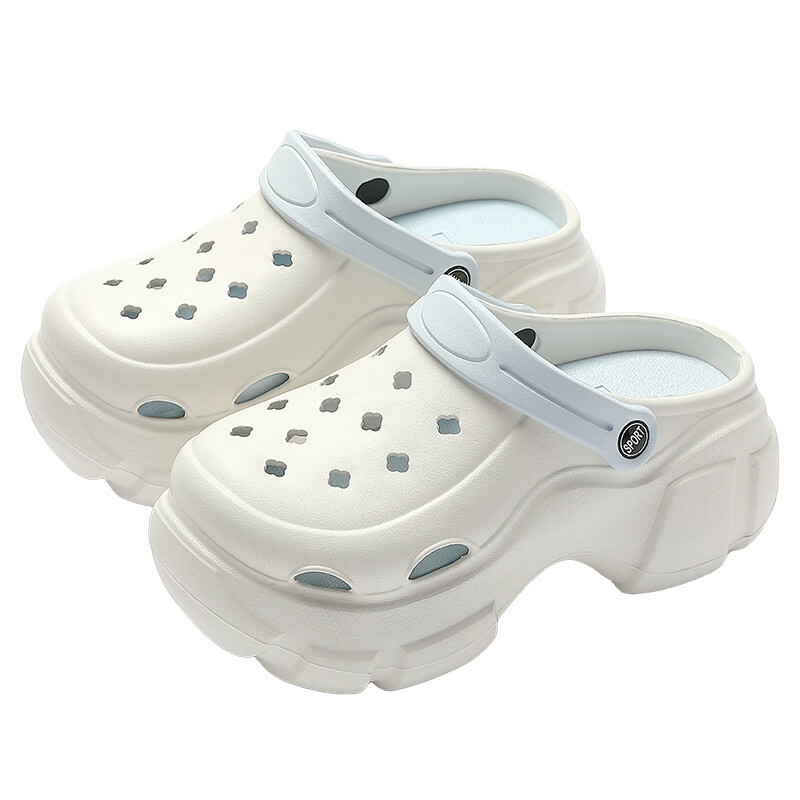 CATSECROCS官方旗舰店2026年新款云朵洞洞鞋女夏防滑厚底增高沙滩鞋凉拖鞋 白色【海星】 40 -41