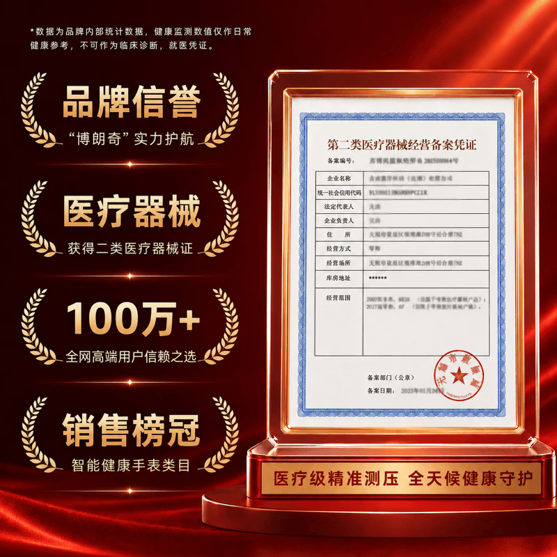 博朗奇医疗级智能手表测血压血糖高精准测心率血氧尿酸血脂一体机心电健康睡眠监测父亲节送礼2026年最新 钛白金 新医护升级+医疗级高精准+动态健康监测