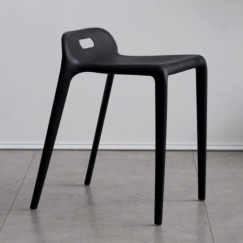 塑料凳子现代简约家用加厚靠背椅餐凳等位椅子高 黑色马椅加厚磨砂款