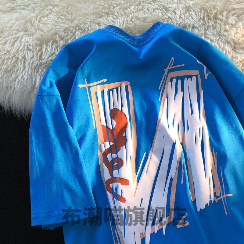 花淯cabincrew短袖t恤男女情侣装美式复古字母印花半袖男宽松体恤