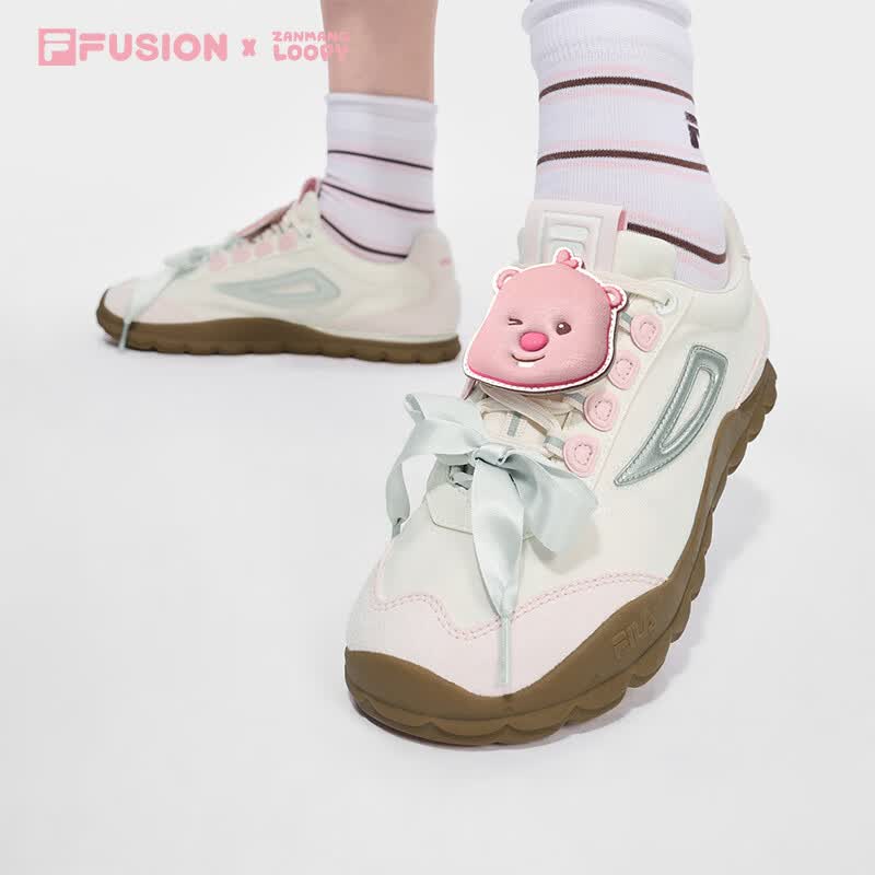FILA FUSION x ZANMANG LOOPY 联名 BOBO BLING斐乐薄底板鞋女鞋 纱白/荷花粉-JL 38