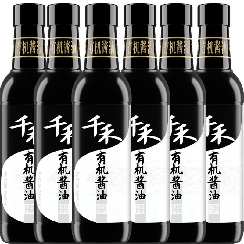 千禾有机酱油500mL*6【0添加特级品质】家用生抽炒菜烧菜 可溯源