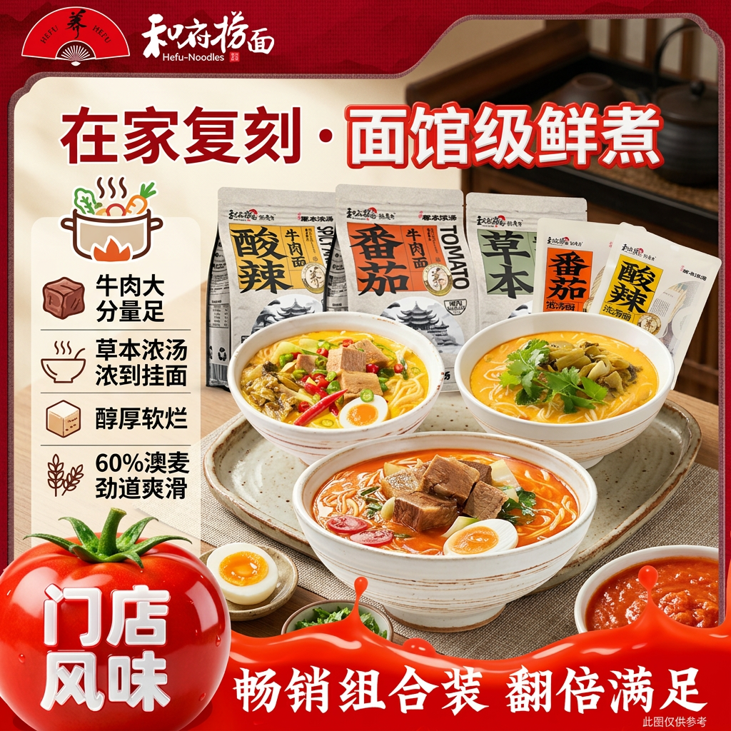 和府捞面番茄酸辣浓汤面兰州拉面方便煮面速食面早餐牛肉面挂面 番茄浓汤1+酸辣浓汤1