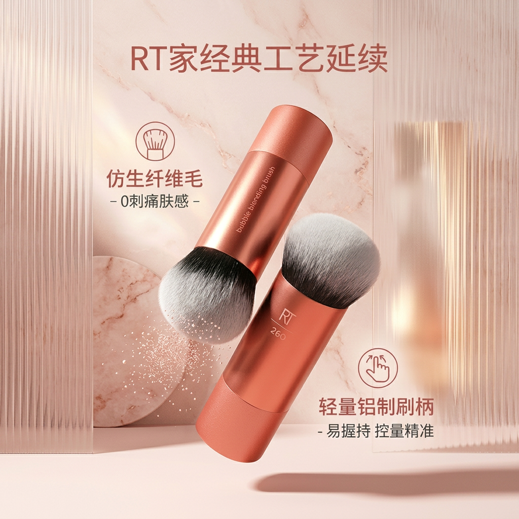 real TechniquesRT260短头粉底刷柔软双层纤维毛上妆刷轻妆感面部刷化妆刷单刷 RT萌系-短头泡泡上妆刷 260 1支 RT萌系-短头泡泡上妆刷   