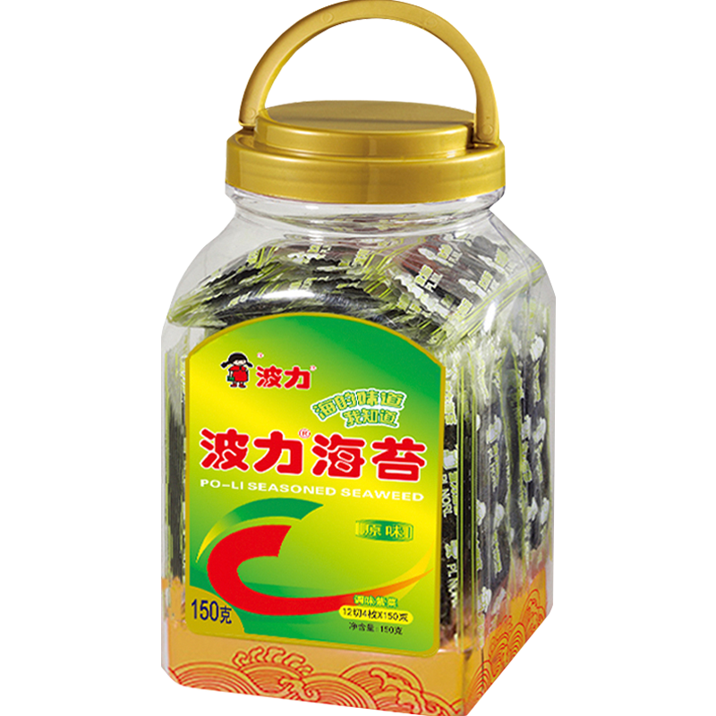波力海苔片 休闲零食 即食紫菜 原味罐装儿童拌饭150g 约150小包