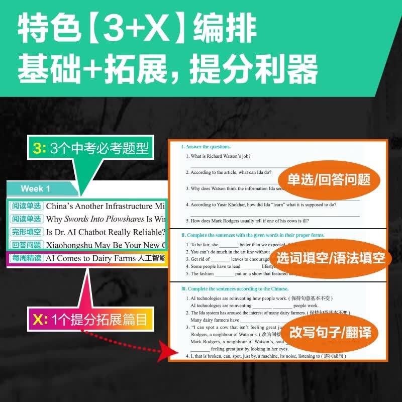 华理社2026新版第3辑 初中英语时文阅读提分训练3+X(9年级中考)上海学生英文报SSP 含音频视频 答案详解 全文翻译 时文高频词汇每月赠特刊