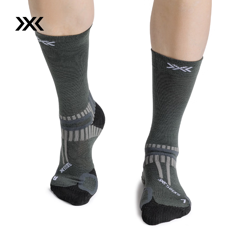X-SOCKS徒步功能美丽诺羊毛中筒袜抑菌透气户外运动男女袜子 铅灰 39-41