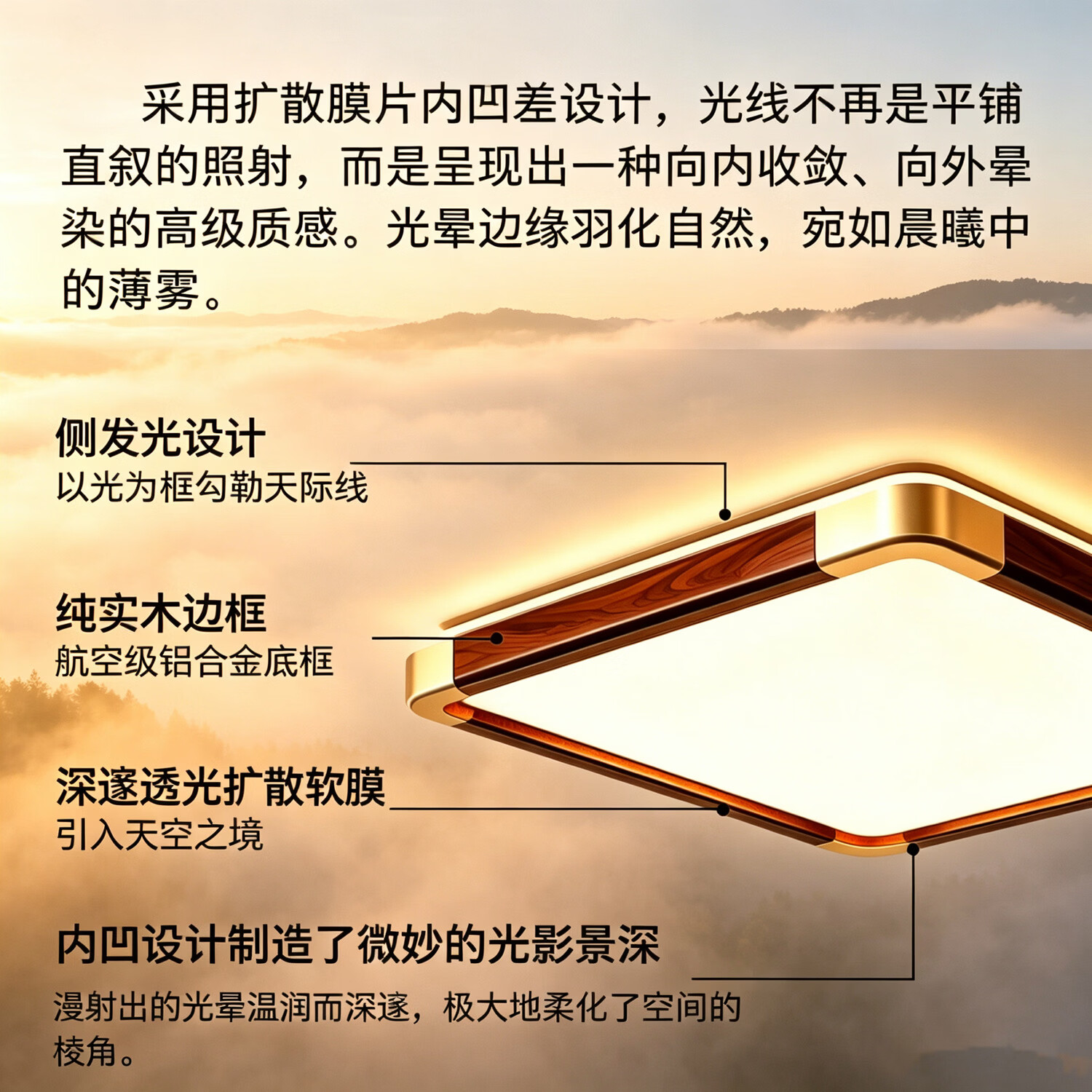 新中式超薄智能护眼实木LED柔光吸顶灯苹果Siri语音音控制防蓝光 0W 0㎡内适用 0lm 胡桃木(可定制) 90*60*3.8厘米 适用15-30平方 100w
