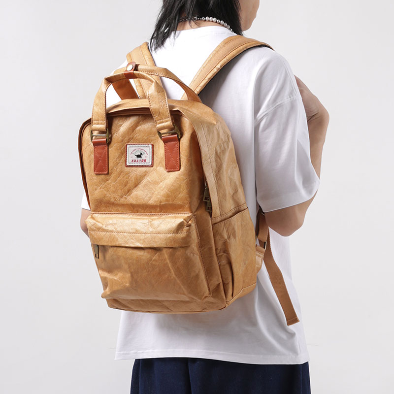 牛皮纸书包  杜邦纸包牛皮纸双肩包男女古着书包潮牌小背包小众l