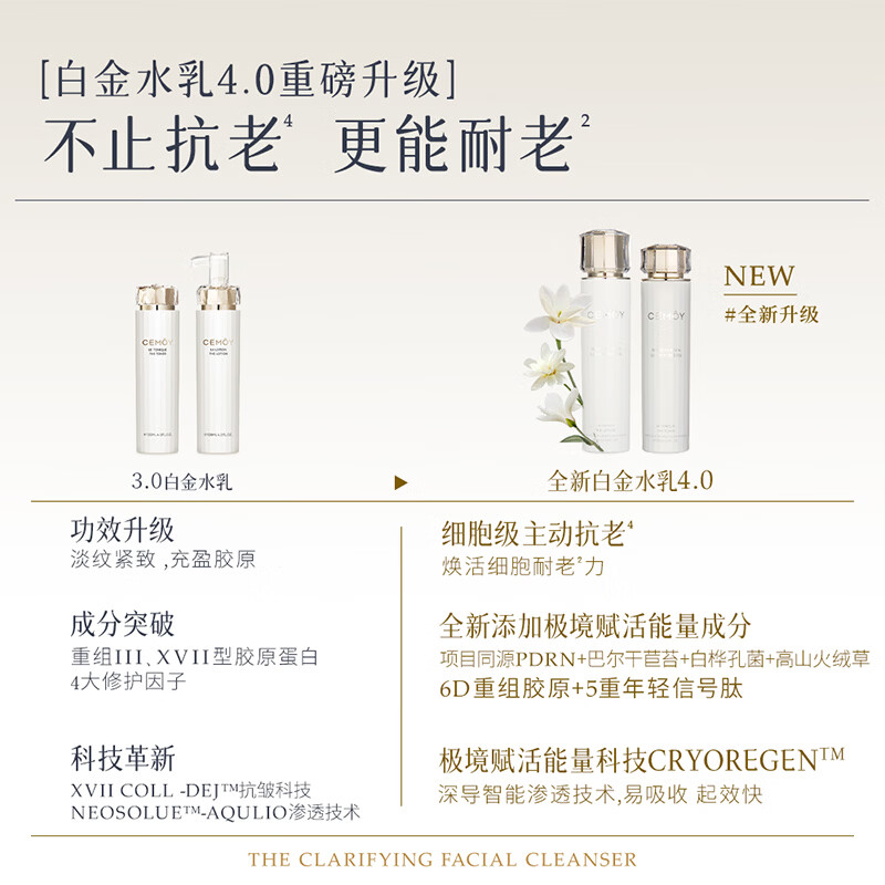 cemoy澳诗茉白金精华水乳套装抗皱紧致修护保湿赋源真我护肤品官方正品 精华水120ml+精华乳120ml