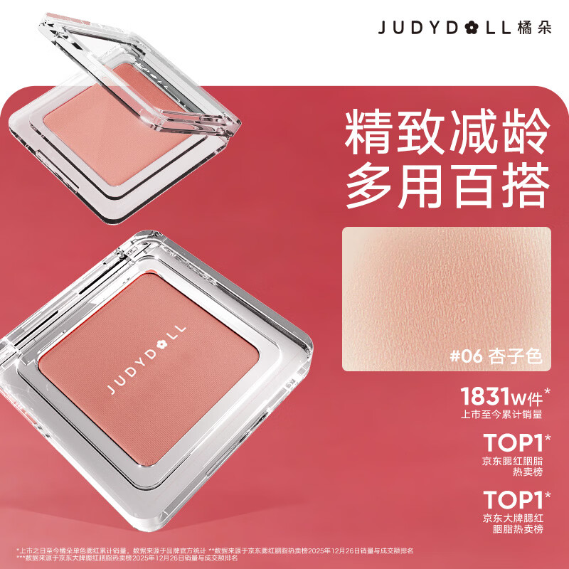 橘朵（Judydoll）单色腮红胭脂粉状高光修容眼影毕业礼物新手06黄皮天菜