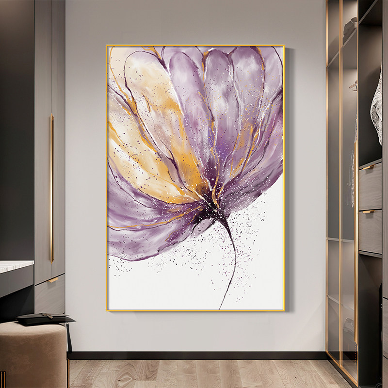 简约紫色花卉装饰画玄关餐厅挂画客厅卧室工作室样板房壁画定制 图案a