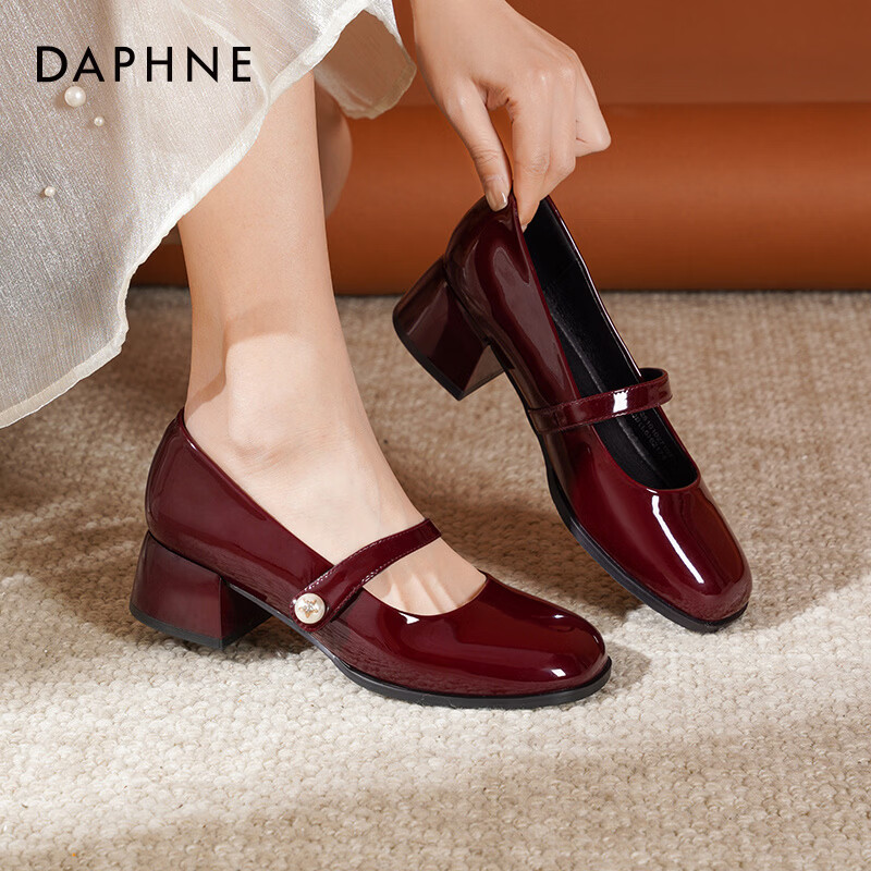 DAPHNE达芙妮粗跟法式单鞋女2026新款复古玛丽珍女鞋通勤百搭气质高跟鞋JL 红色 39