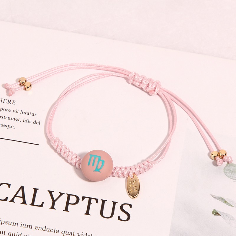 韩版时尚简约十二12星座情侣手链女学生闺蜜手工编织手绳本命年红绳子