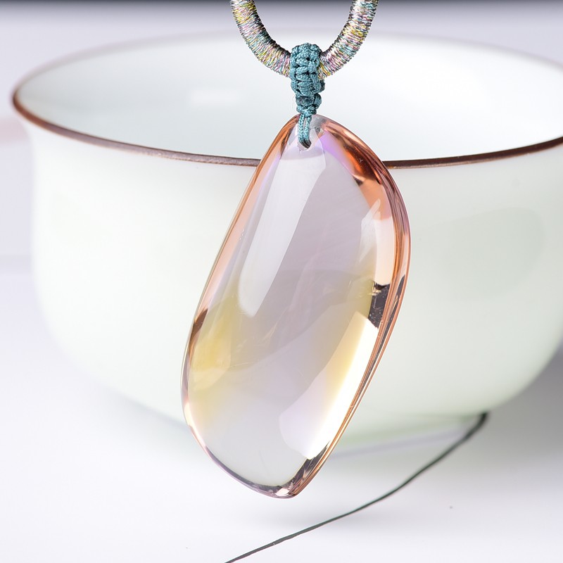 添祥 天然水晶 紫黄晶随行吊坠 全净体半紫半黄时尚水晶 女款项链 一