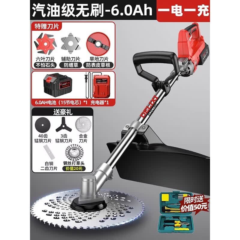 德力西电气（DELIXI ELECTRIC）电动割草机农用除草机充电家用手持后置电池锂电草坪机割灌机 【山林清扫】后置无刷6.0Ah一电