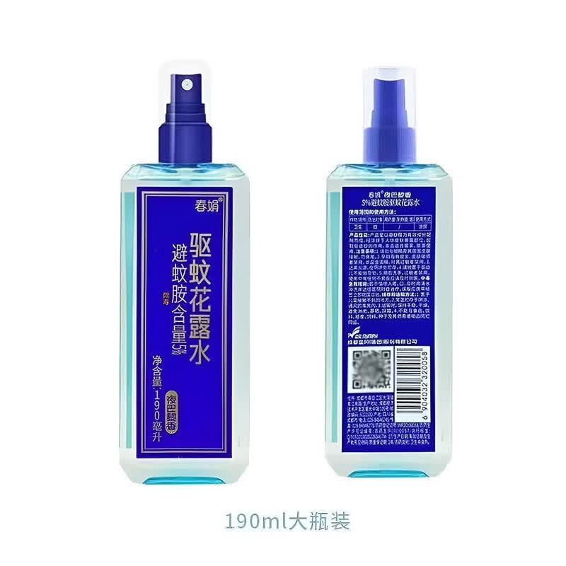 春娟夜巴黎驱蚊花露水190ml清凉幽香户外长效防蚊止痒香水喷雾老牌 2瓶装190ml*2