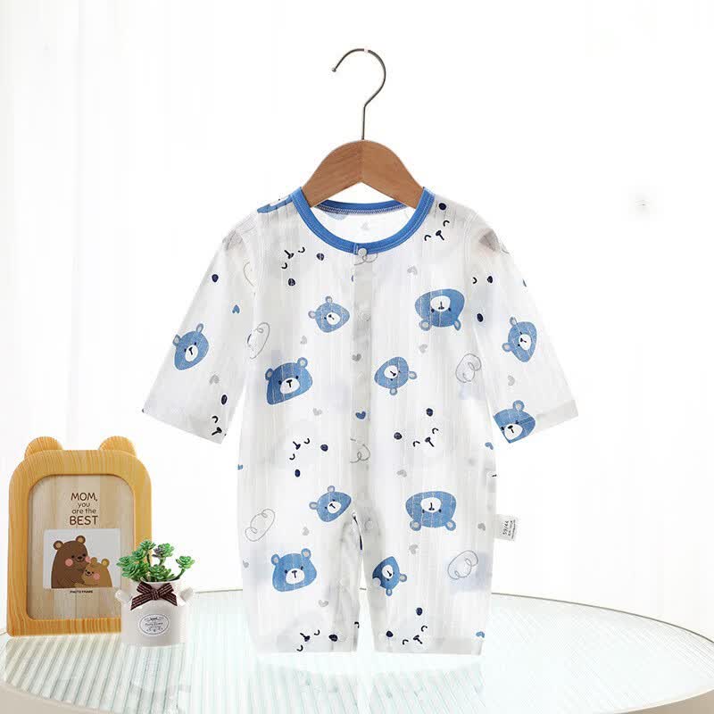 wua·wua婴儿连体衣纯棉a类夏季薄款童装宝宝衣服哈衣新生儿爬服空调服 小树无骨闭哈 25度以上 80cm 6-12个月