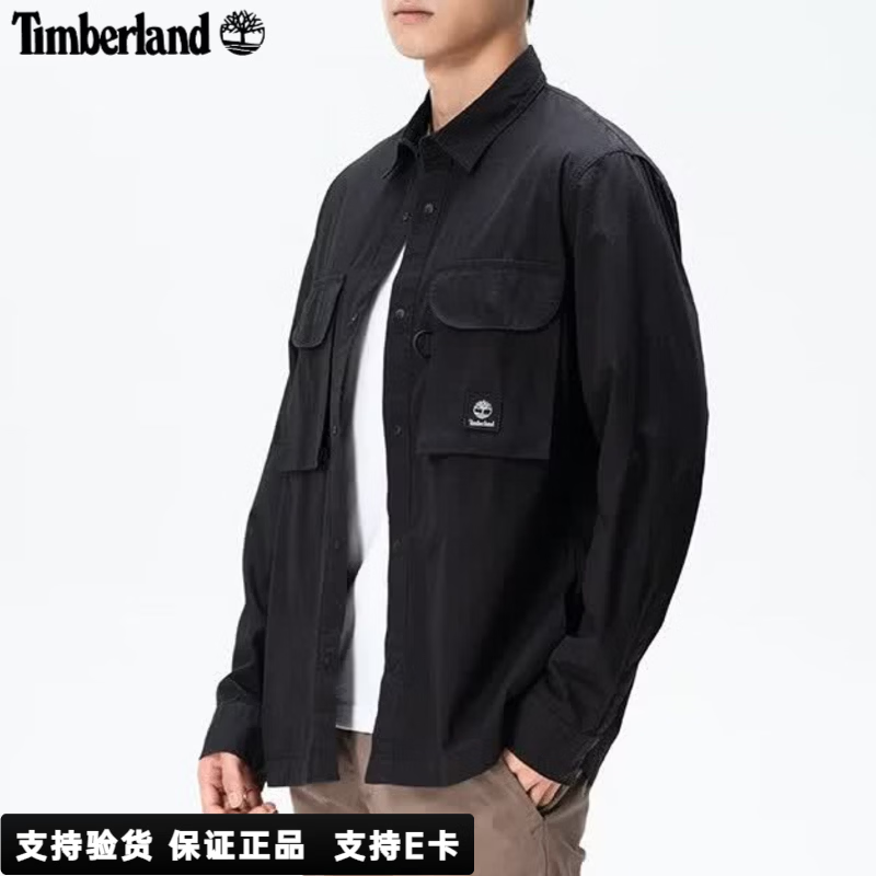 添柏岚（Timberland）衬衫男装春秋户外通勤运动休闲上衣宽松透气工装外套A69SB 黑色/A69SB001 L