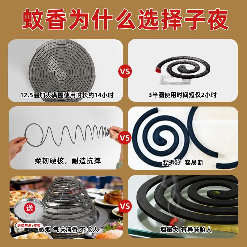 子夜蚊香灭蚊子神器室内家用多效驱蚊香盘饭店厨房酒店养殖场除蚊蝇香 【强效升级】80盘 (更划算) 【强效灭蚊虫,2026新升级,厂家直销,无效包退】