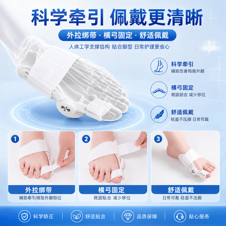 HKZA日本拇指外翻矫正器可穿鞋分趾器成人男女通用不伤脚骨大脚趾 加强1对+夜用1对 无痛矫正不伤骨 角度可调节