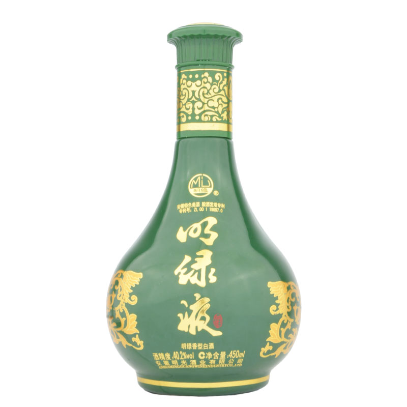 明光酒明绿液酒 明绿香型 白酒40.2度1瓶 450ml 绿瓶 整箱4瓶 40.2度 450mL 4瓶 整箱包装