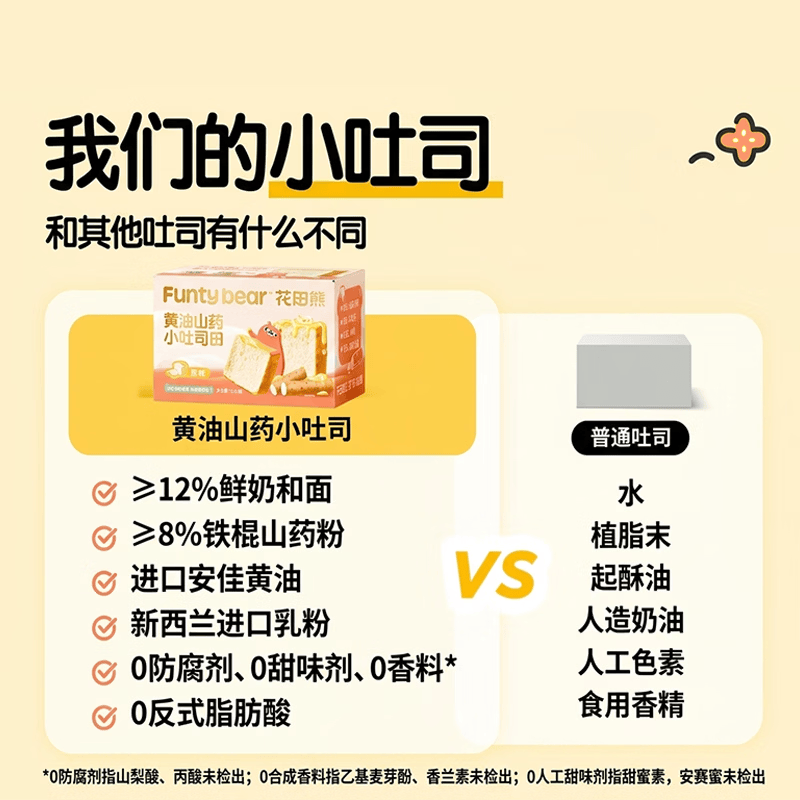 花田熊厚切吐司面包黄油小吐司儿童零食早餐独立包装营养健康烘焙三明治 【0添加厚切】山药小吐司276g*2箱