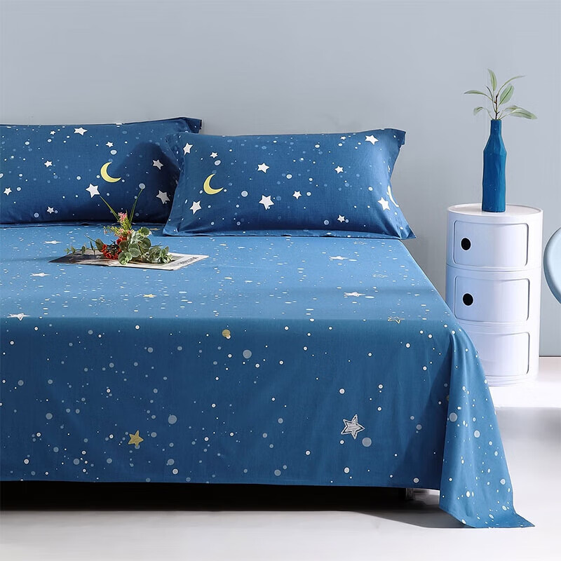 水星家纺 集团出品 百丽丝床单单件 纯棉单双人单件 全棉床单【专享】 星辰 (全棉+柔软亲肤) 240cm×230cm
