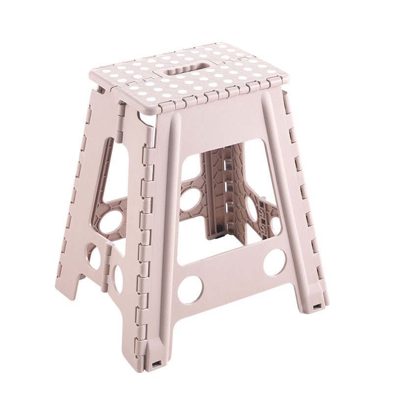 宜瑞思 塑料折叠凳子加厚型小椅子餐桌凳便携式手提小板凳马扎 户外休闲板凳 卡其灰（45厘米高）