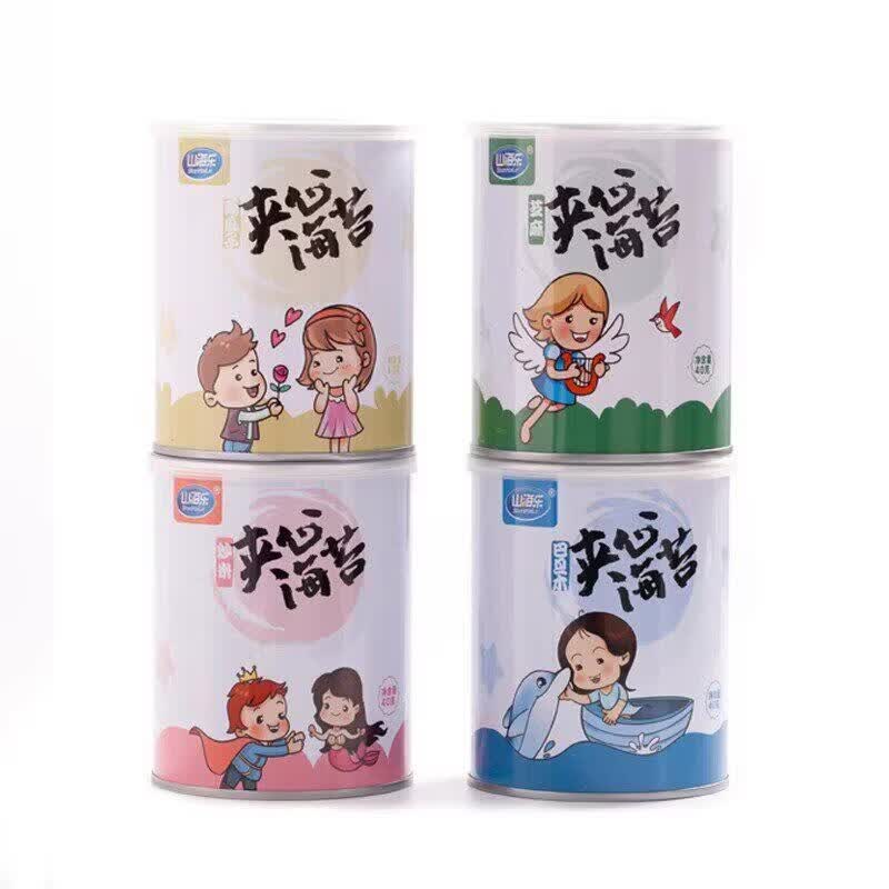 山海乐芝麻夹心海苔脆罐装40g海味卷香酥脆爽休闲零食饼干糕点 【芝麻口味】三罐