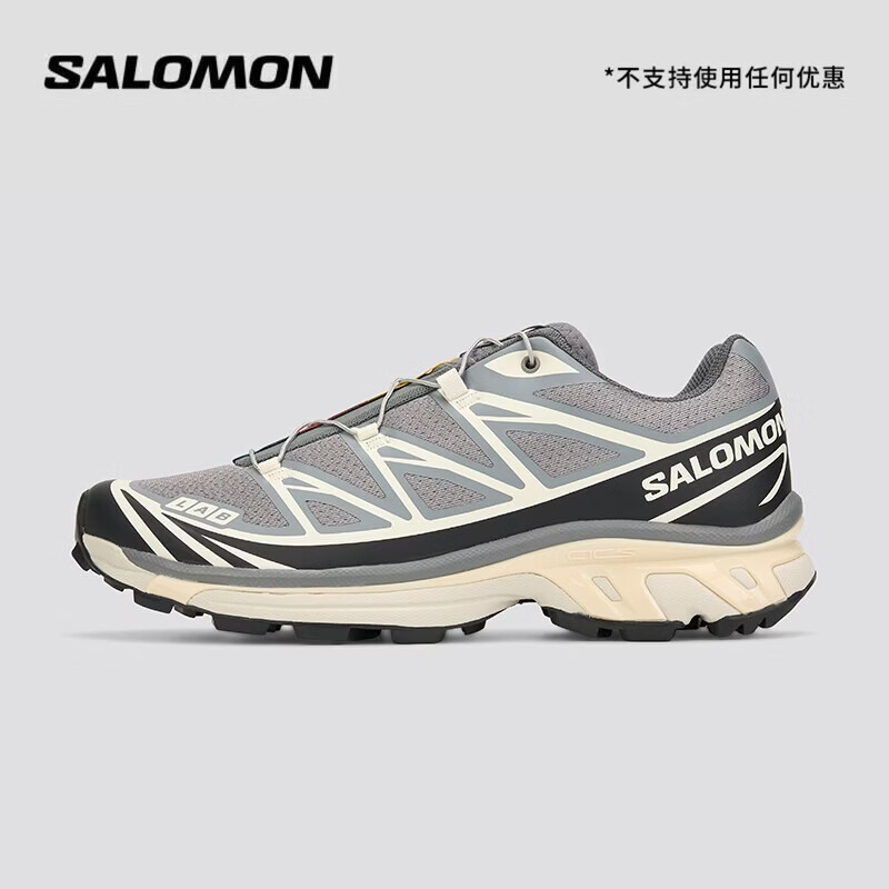 萨洛蒙（Salomon）男女款 城市轻户外舒适透气潮流穿搭休闲运动鞋 XT-6 RECUT 元祖灰 492577 41 (UK7.5丨 41 1/ 3)