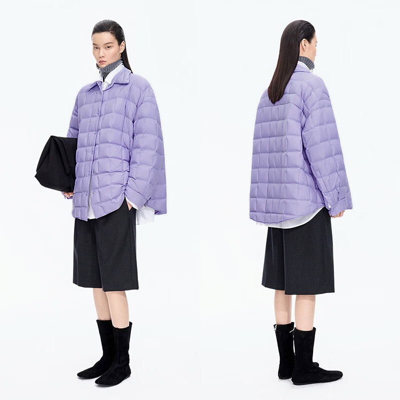 江南布衣（JNBY）【紫气东来】秋冬轻薄羽绒服宽松A型翻领休闲通勤可抽绳5P9C12240 520/紫罗兰 S