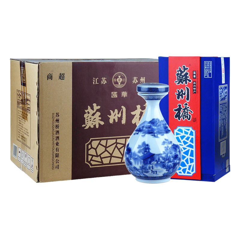 苏州桥42度国华浓香型白酒 苏州特产固态法酿造粮食酒 整箱装500mL*6瓶