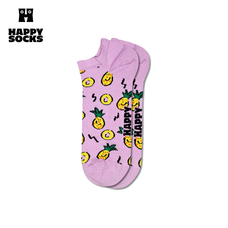 Happy Socks袜子女男士秋冬季款薄荷曼波云朵袜时尚运动休闲短袜 粉凤梨 1双 L 41-46